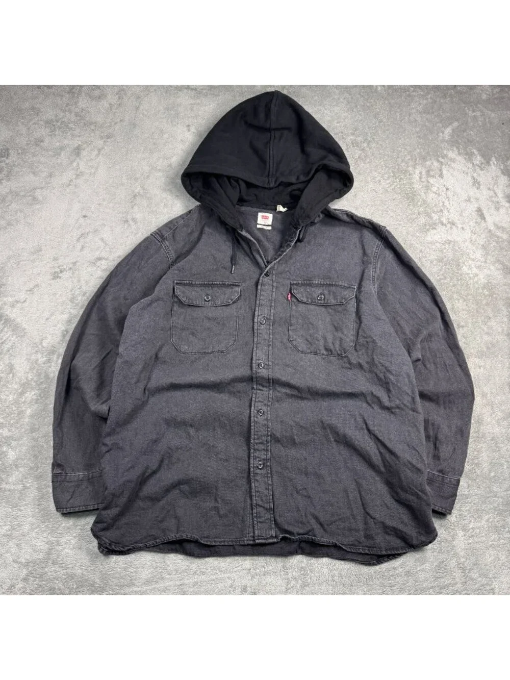 Levis Gray Hooded Shacket Mens XL Relaxed Fit Grunge Emo Goth Skater Punk Y2K